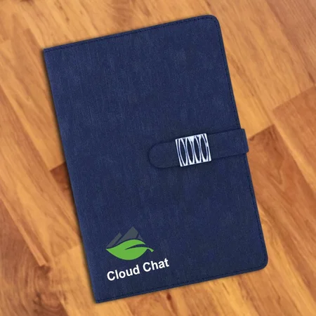 Blue Customized A5 Notebook With Flap Closure & Bookmark Ribbon | 80gsm, Natural Shaded Paper