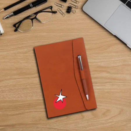 Brown Customized A5 Notebook With Pen Loop & Bookmark Ribbon | Soft Bound Cover | 192 Writing Pages