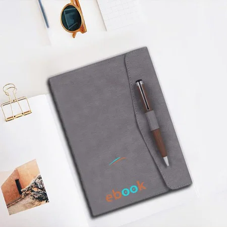 Grey Customized A5 Notebook With Pen Loop & Bookmark Ribbon | Soft Bound Cover | 192 Writing Pages