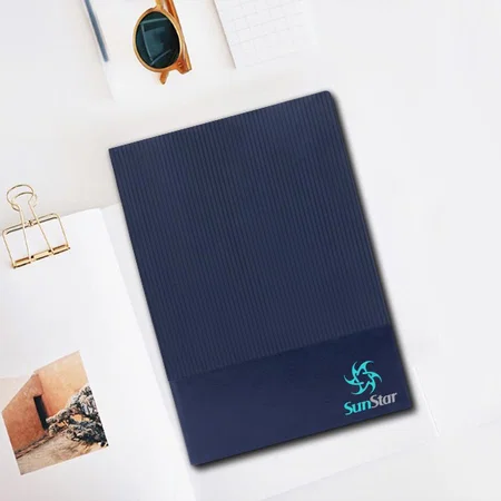Blue Customized A5 Notebook With Lining Design & Bookmark Ribbon | 192 Writing Pages | Soft Bound Cover
