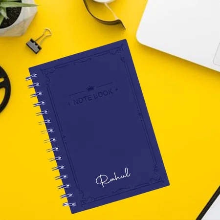 Blue Customized A5 Spiral Notebook | 192 Writing Pages | Hard Bound Cover | 80 Gsm, Natural Shaded Paper