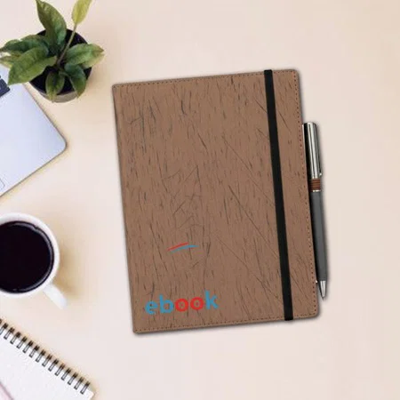 Brown Customized A5 flexible Notebook With Pen Loop And Elastic Strap | 192 Writing Pages | 80 Gsm, Natural Shaded Paper