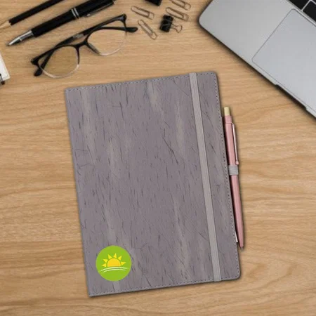 Grey Customized A5 flexible Notebook With Pen Loop And Elastic Strap | 192 Writing Pages | 80 Gsm, Natural Shaded Paper