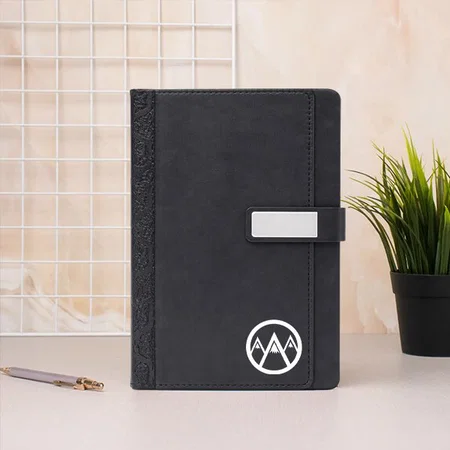 Black Customized A5 Notebook With Flap Closure, And Card & Cash Роскеt | Hard Bound Cover | 192 Writing Pages | 80 Gsm, Natural Shaded Paper