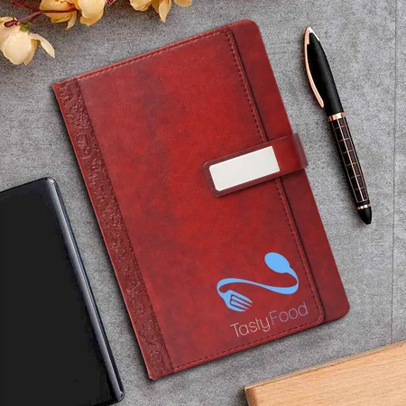 Brown Customized A5 Notebook With Flap Closure, And Card & Cash Роскеt | Hard Bound Cover | 192 Writing Pages | 80 Gsm, Natural Shaded Paper