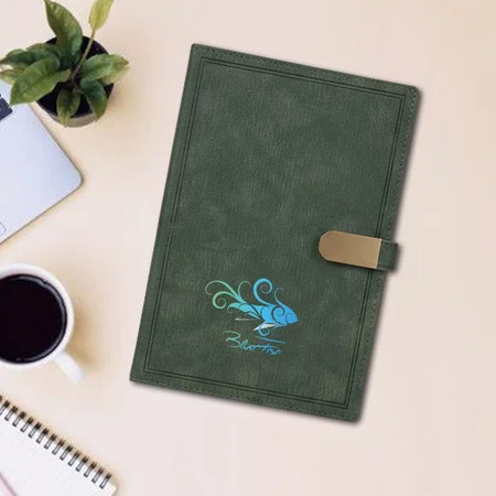 Green Customized A5 Notebook With Memorandum And Bookmark Ribbon | 192 Writing Pages | Hard Bound Cover