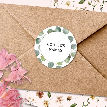 Leaf Design Customized Printed Envelope Seal Sticker
