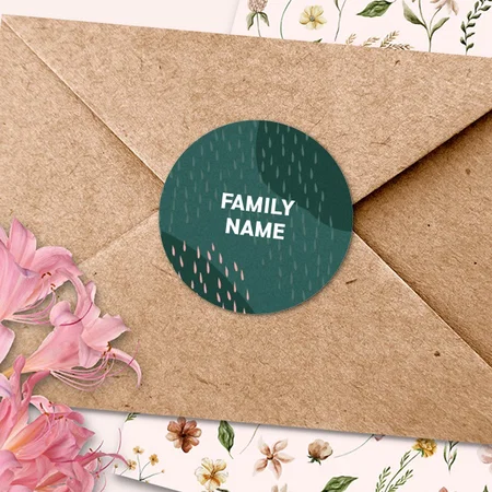 Dark Green Customized Printed Envelope Seal Sticker