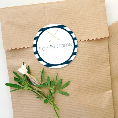 Navy Blue White Customized Printed Envelope Seal Sticker
