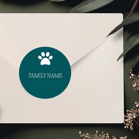Paw Designed Customized Printed Envelope Seal Sticker