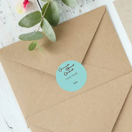 Vintage Key Customized Printed Envelope Seal Sticker