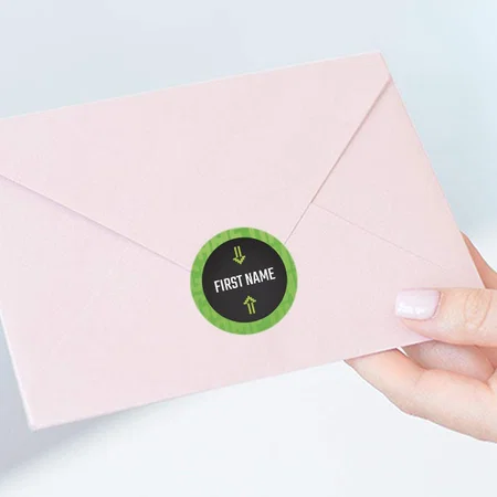 Green Black Customized Printed Envelope Seal Sticker