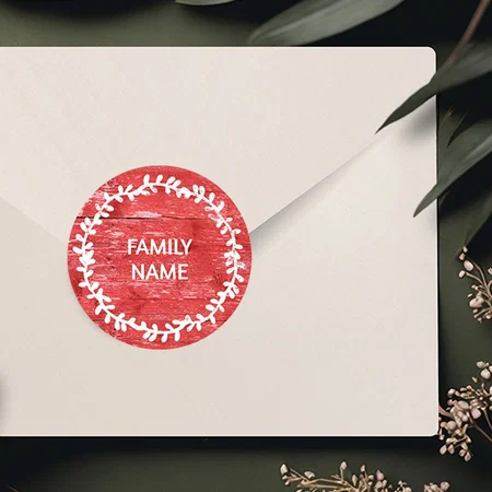 Red Textured Customized Printed Envelope Seal Sticker