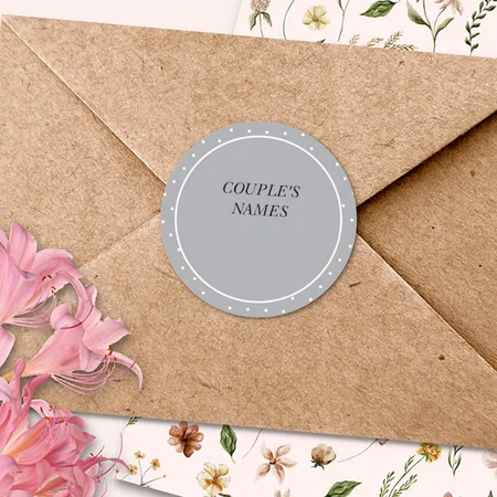 Grey Customized Printed Envelope Seal Sticker