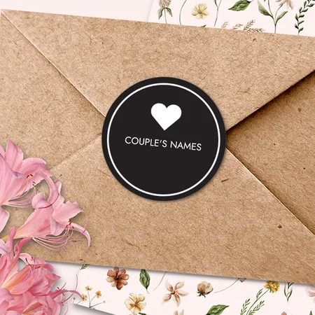 Couple's Name Customized Printed Envelope Seal Sticker