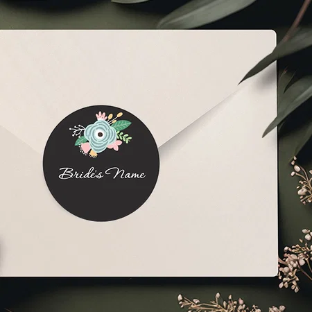 Black Customized Printed Envelope Seal Sticker