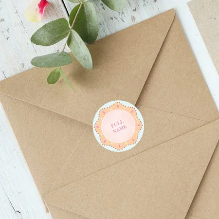 Peach Customized Printed Envelope Seal Sticker
