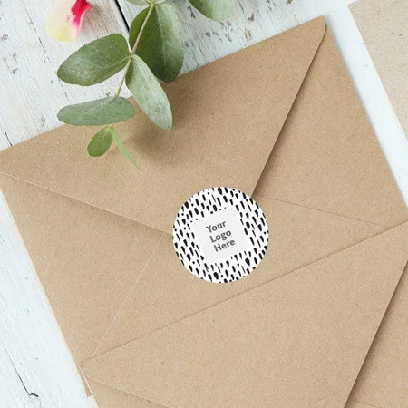 Black Dots Customized Printed Envelope Seal Sticker