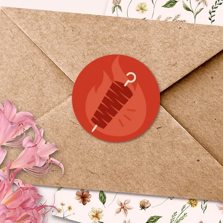 Food Themed Customized Printed Envelope Seal Sticker