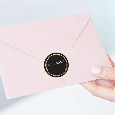 Black Customized Printed Envelope Seal Sticker