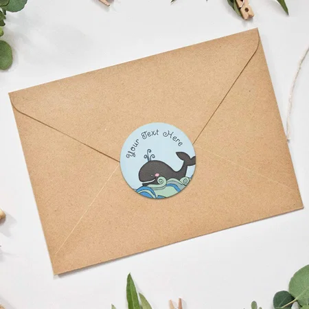 Whale Designed Customized Printed Envelope Seal Sticker