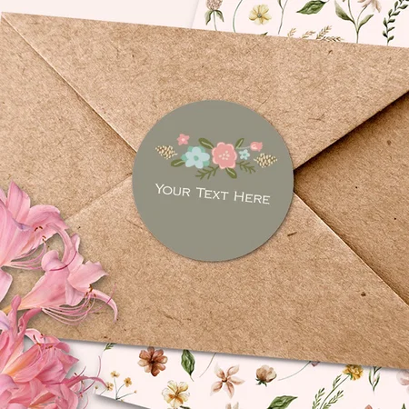 Floral Customized Printed Envelope Seal Sticker