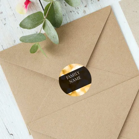 Yellow Black Customized Printed Envelope Seal Sticker