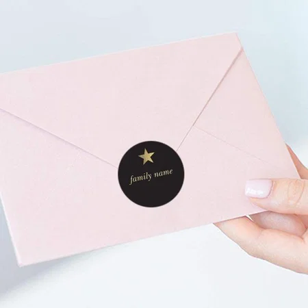 Black Customized Printed Envelope Seal Sticker