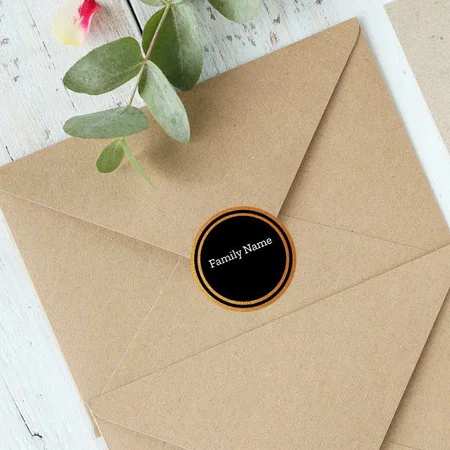 Black Customized Printed Envelope Seal Sticker