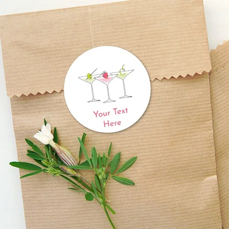 Cocktails Designed Customized Printed Envelope Seal Sticker