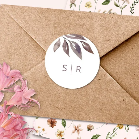 Leaf Designed Customized Printed Envelope Seal Sticker