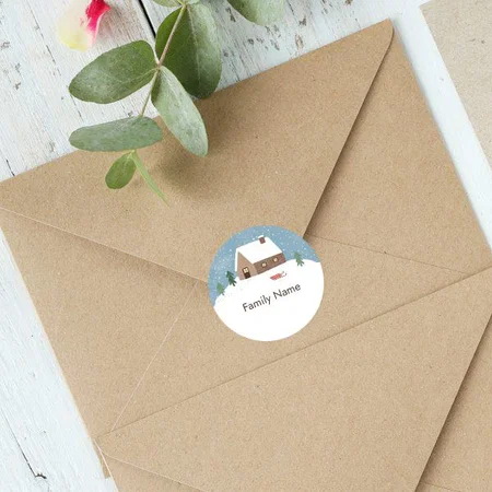 Snowfall Themed Customized Printed Envelope Seal Sticker