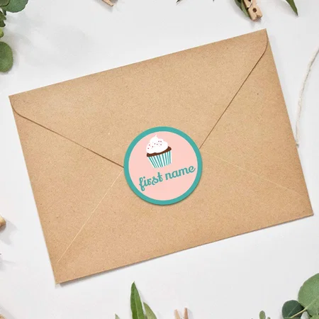 Cupcake Designed Customized Printed Envelope Seal Sticker