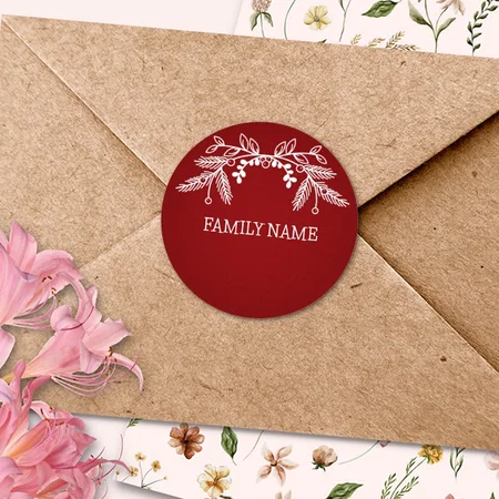 Red Customized Printed Envelope Seal Sticker