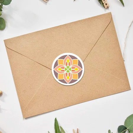 Rangoli Designed Customized Printed Envelope Seal Sticker