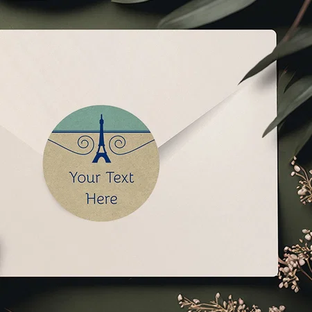 Eiffel Tower Designed Customized Printed Envelope Seal Sticker