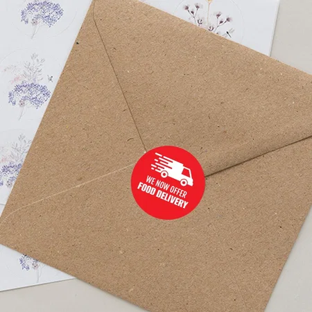Food Delivery Designed Customized Printed Envelope Seal Sticker