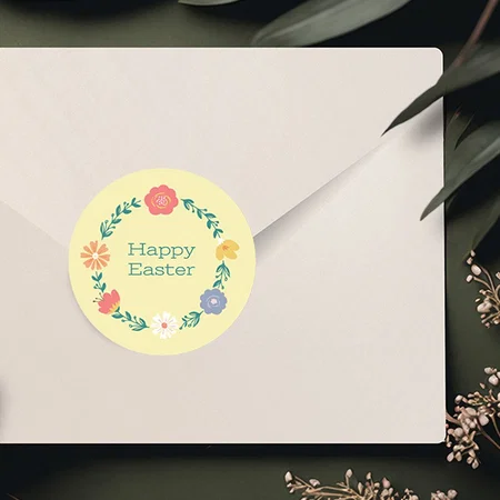 Flower Wreath Customized Printed Envelope Seal Sticker