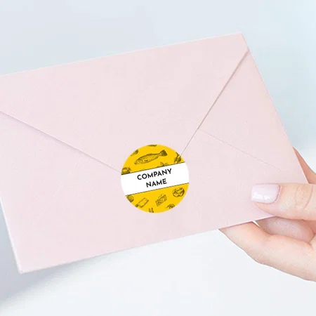 Yellow Customized Printed Envelope Seal Sticker