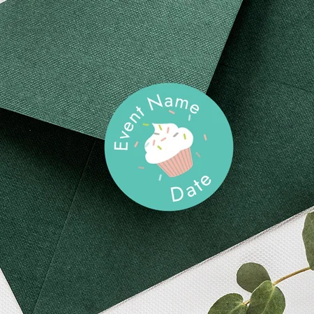 Cupcake Designed Customized Printed Envelope Seal Sticker