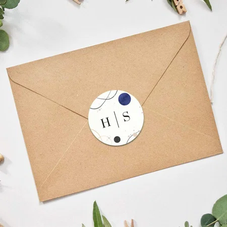 Monogram Designed Customized Printed Envelope Seal Sticker