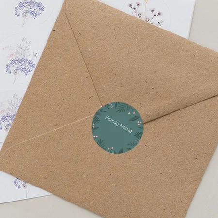 Teal Designed Customized Printed Envelope Seal Sticker
