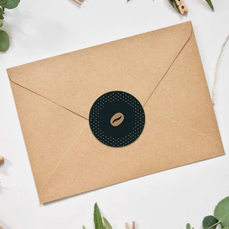 Coffee Bean Designed Customized Printed Envelope Seal Sticker