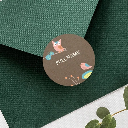 Bird Designed Customized Printed Envelope Seal Sticker