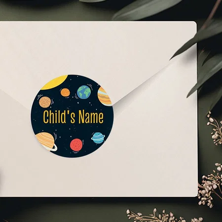 Planets Themed Customized Printed Envelope Seal Sticker