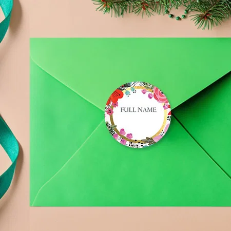 Floral Customized Printed Envelope Seal Sticker