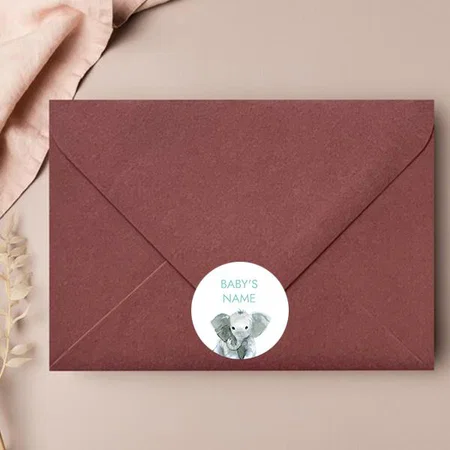 Baby Elephant Customized Printed Envelope Seal Sticker