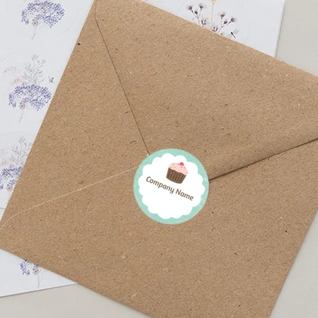 Cupcake Designed Customized Printed Envelope Seal Sticker