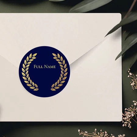 Golden Wreath Customized Printed Envelope Seal Sticker