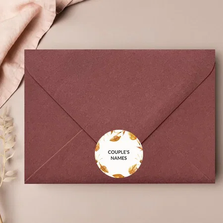 Dried Leaves Customized Printed Envelope Seal Sticker